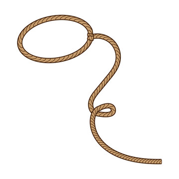 western lasso cartoon. cowboy heframe, circle rodeo, cord border western lasso sign. isolated symbol vector illustration