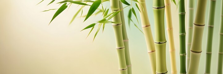 Obraz premium closeup of tender green and light yellow bamboo
