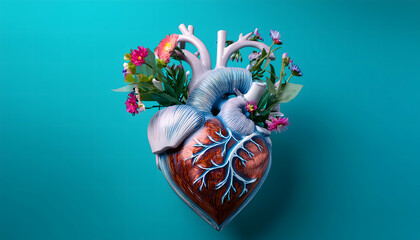 herz, 3d, neu, blumen, vase, blumenvase, close up, isoliert, photo, studio, human, menschliche, abstrakt, blume, dekoration, als, hintergrund, solid, y2k, neon, vibrant, bunt, farbe, ad