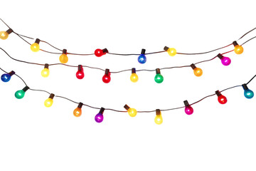 A Colorful Garland of Joyful Festive Lights on a White or Clear Surface PNG Transparent Background