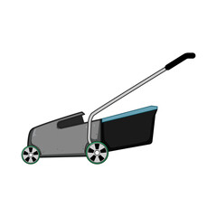 care lawn mower cartoon. equipment mover, spring mow, work service care lawn mower sign. isolated symbol vector illustration