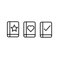 Simple favorite book icons vector