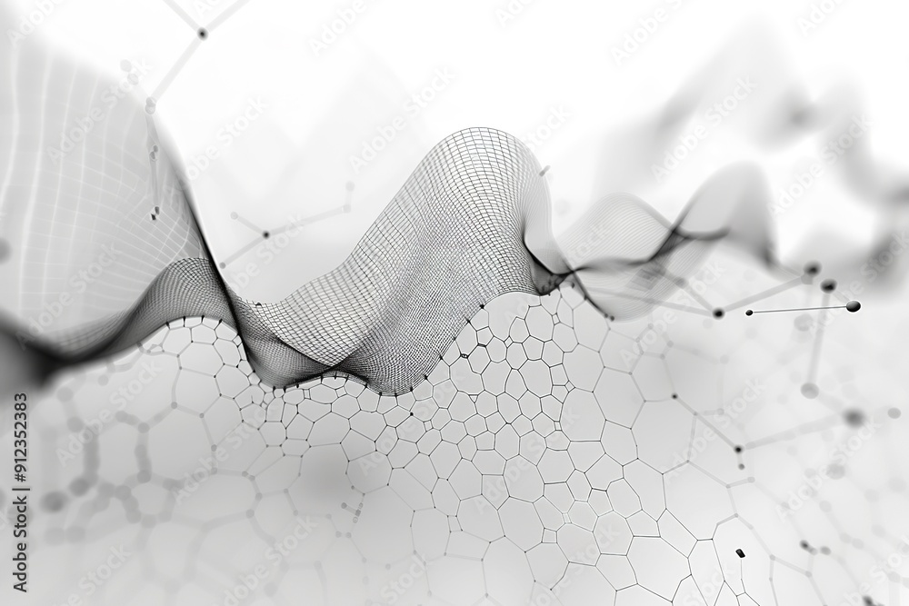 Fototapete wave curve and imaginative animation film of an abstract backdrop generated programmatically for tec