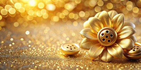 Modern festive golden background with buttons and shiny bloom, ideal for health and beauty industry packaging design