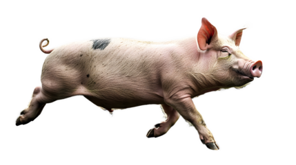 a heavy weight PNG pig jumping isolate transparent background
