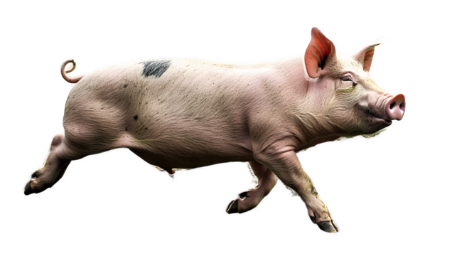 a heavy weight PNG pig jumping isolate transparent background