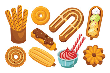 Churros Color Line Art Illustration Bold and Fun Dessert Artwork