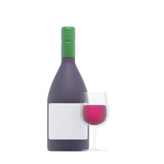 purple wine 3d illustration