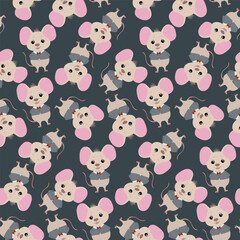 Obraz premium Cute Mouse seamless Pattern Vector Illustration for Kids
