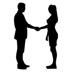 silhouettes of people shaking hands in business