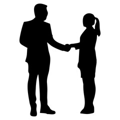 silhouettes of people shaking hands in business