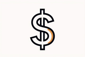 Obraz premium Minimalist line drawing of a dollar sign, with clean lines and a simple color palette, set against a neutral background.