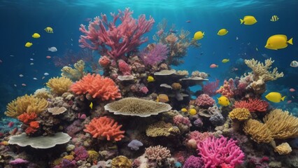 Fototapeta premium Coral reef and fish in the Red Sea. Egypt,