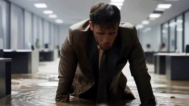 the man got stuck in the mud