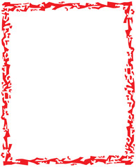 Grunge frame or border. Grunge background. Abstract vector template. Red color on white. Shapes like brushes.