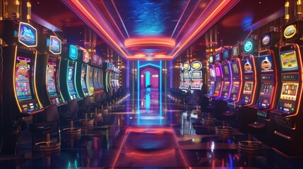 The brightly lit casino interior.