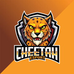 Cheetah mascot esport logo design with shield