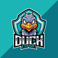 Duck mascot esport logo design with shield © Nurjen