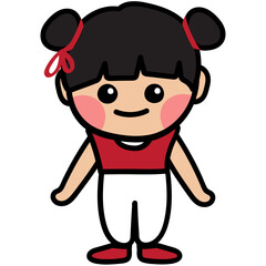 a Chinese Asian girl Illustration, girl character