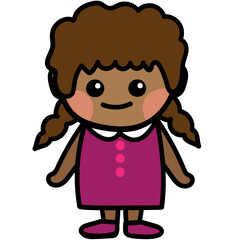 little black girl in pink dress Illustration