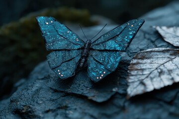 Futuristic butterfly with circuit board wings