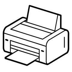 Printer machine black design white background line art