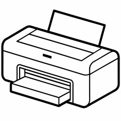 Printer machine black design white background line art