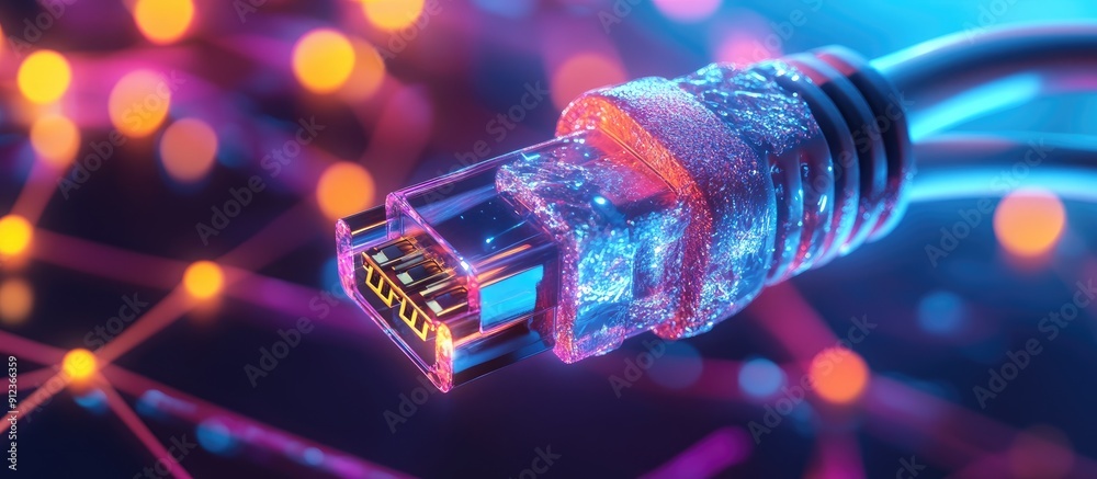 Poster 3d rendering of a network connection illustrating internet communication and computer technology fea