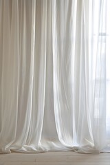 3d render of white curtains on the window