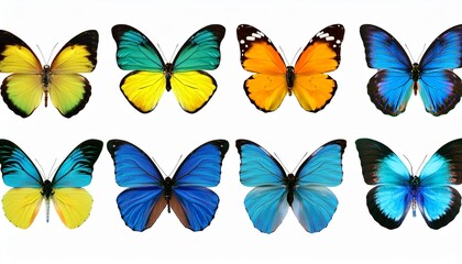set of colorful butterflies
