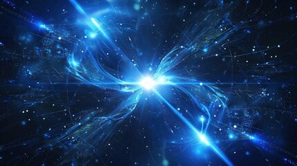 Fototapeta premium A bright blue planet with a bright light shining coming from the sun