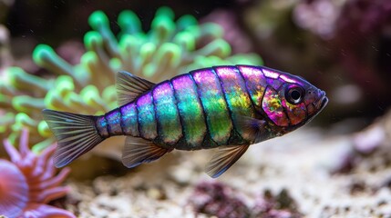 Fototapeta premium Vibrant tropical fish swimming in coral reef