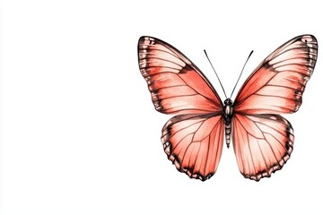 Obraz premium A soft colors modern watercolor of a charming butterfly in flight with sunlight filtering through is isolate on white background with copy space
