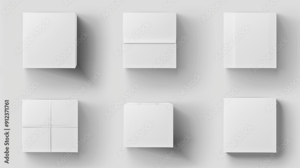 Poster set of four white boxes on a gray background
