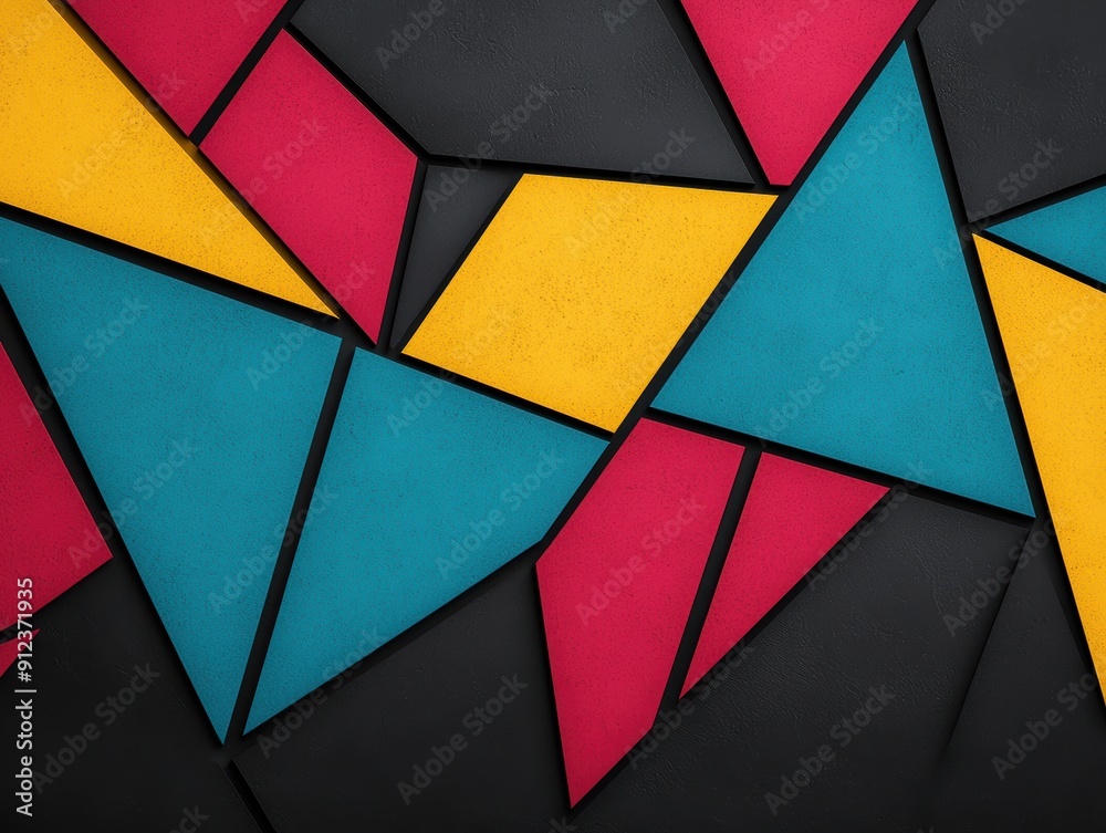 Sticker abstract geometric shapes in vibrant colors