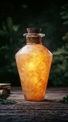 Ornate glass lamp with warm glow