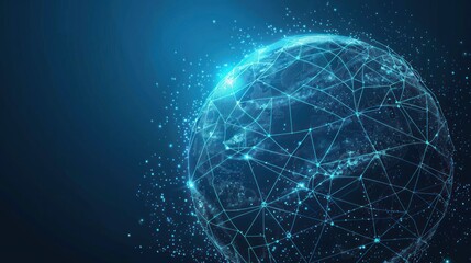 Virtual blue planet with a network of lines connection