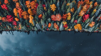 Scenic river flowing through a dense forest with vibrant autumn colors 