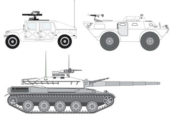 American army vehicles in vectors