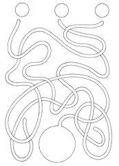 Abstract maze graphic black white sketch vertical illustration vector 