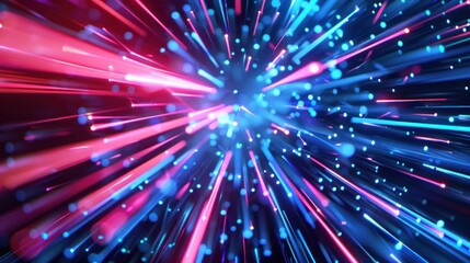 Abstract colorful swirling galaxy of light and dark blue and red