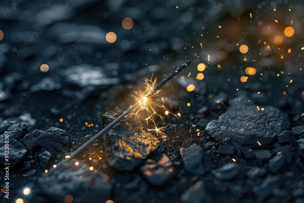 Poster a single sparkler lying on the ground