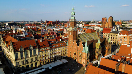 Obraz premium view city from the height of modern wish development architecture Europe Wroclaw Poland