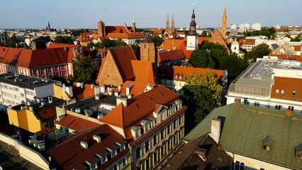 view city from the height of modern wish development architecture Europe Wroclaw Poland