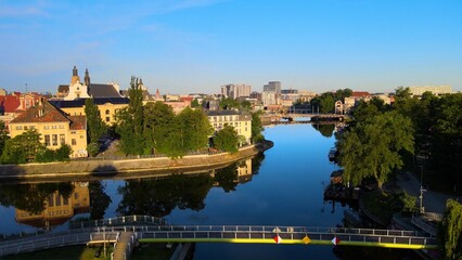 city Europe beautiful top view aerial photography of Wroclaw Poland
