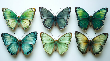 beautiful green butterflys isolated on white background