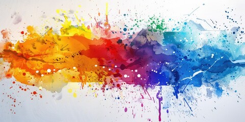 Fototapeta premium Colored paint splashes on a white background. The generation of AI.