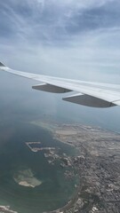Fototapeta premium a window side seat in a airplane Skyview