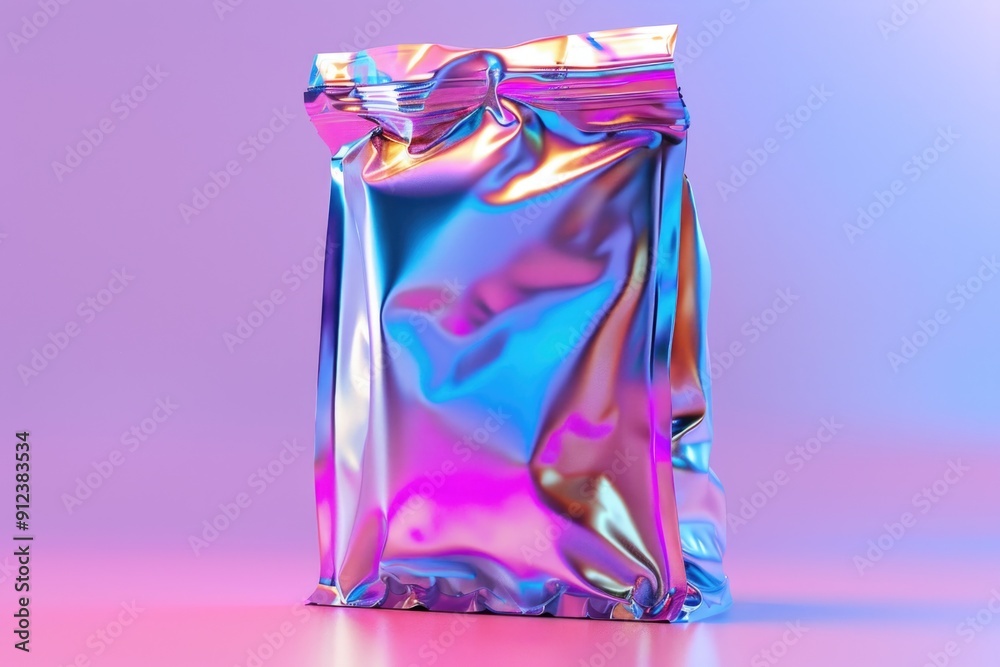 Poster a metallic bag sits on a table, ready for use or storage