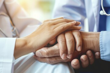 Close-up of Doctor Holding Patient's Hand, Expressing Care and Compassion in Medical Communication